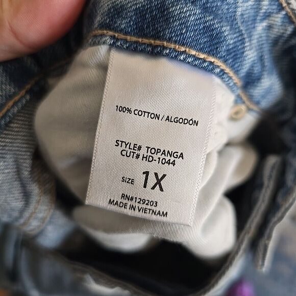 Carly Jean Topanga Jeans Los Angeles Distressed Size 1X NWT Wide Leg 90s Y2K - Picture 4 of 11